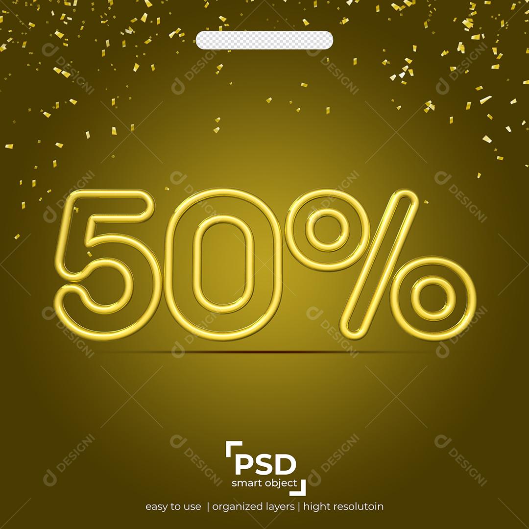 Número 3D linha dupla de 50% por cento de desconto Elemento PSD
