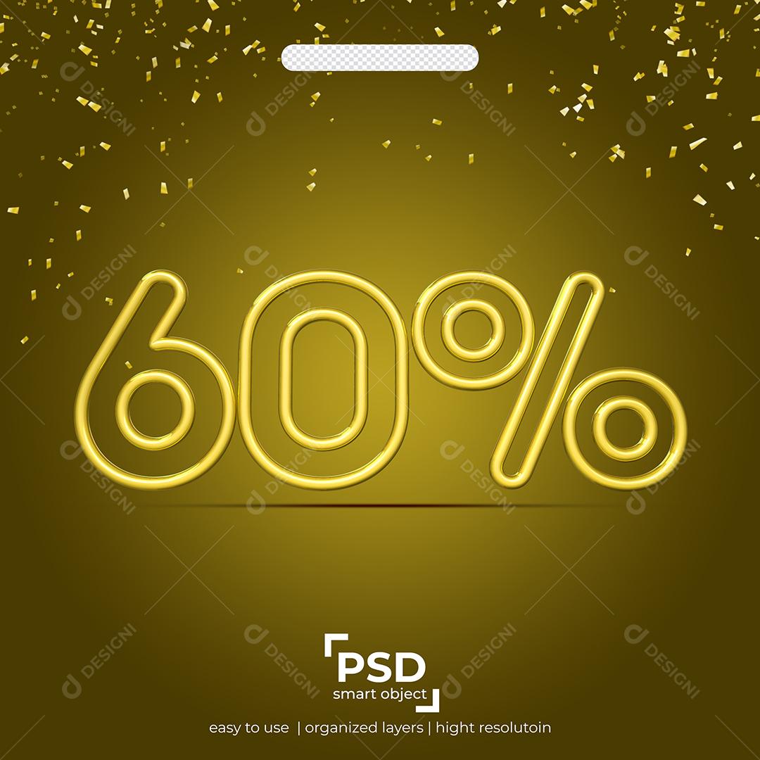 Número 3D linha dupla de 60% por cento de desconto Elemento PSD