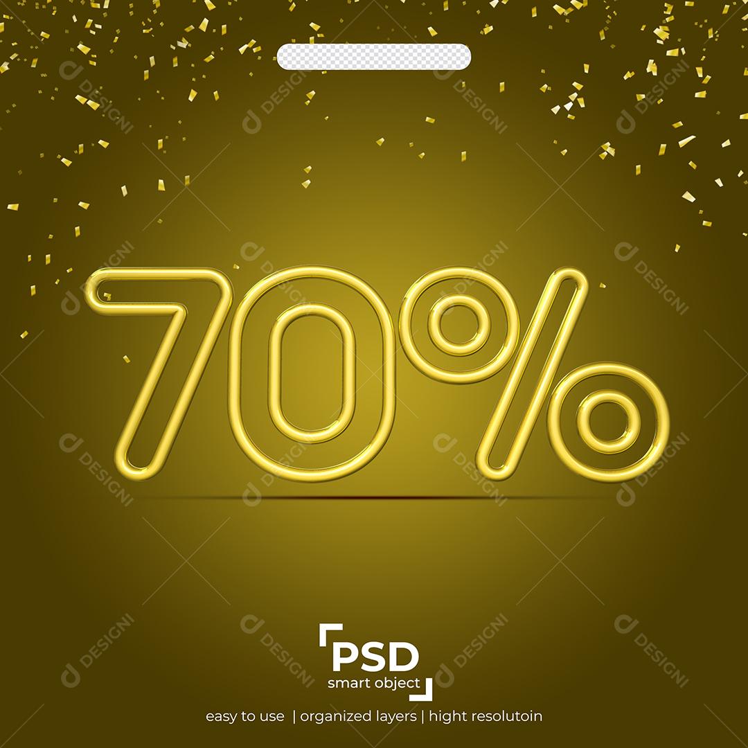 Número 3D linha dupla de 70% por cento de desconto Elemento PSD