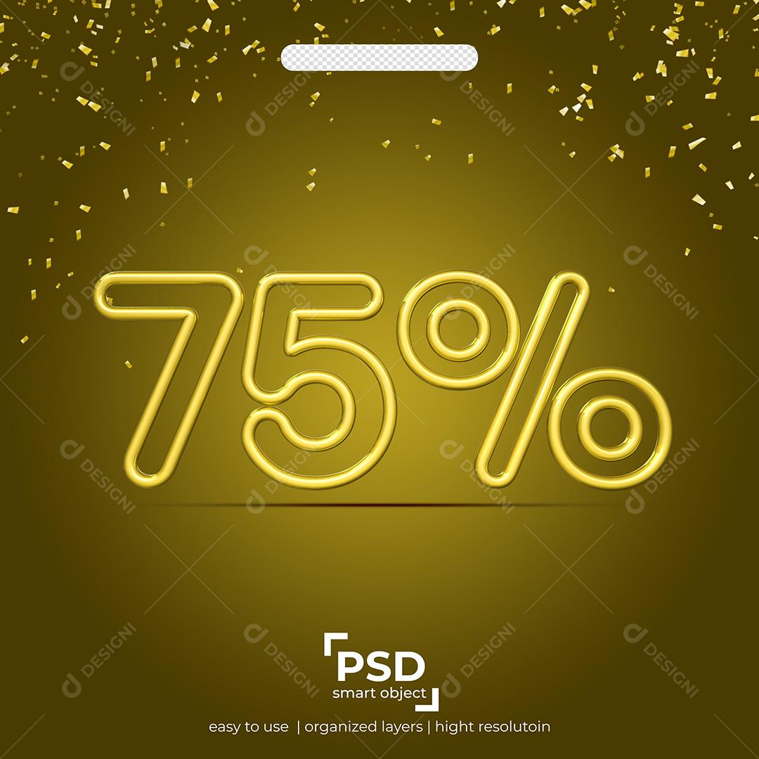 Número 3D linha dupla de 75% por cento de desconto Elemento PSD