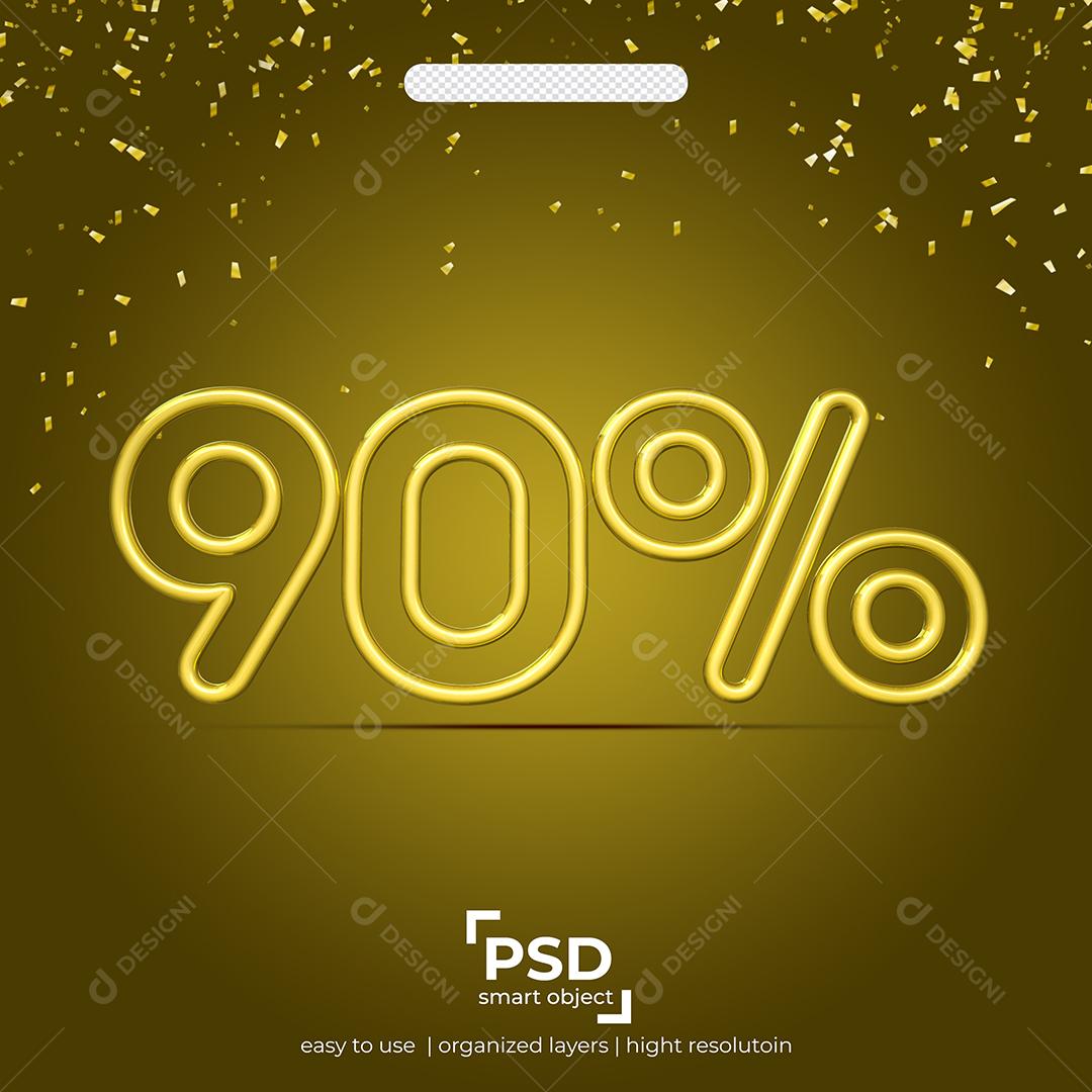 Número 3D linha dupla de 90% por cento de desconto Elemento PSD