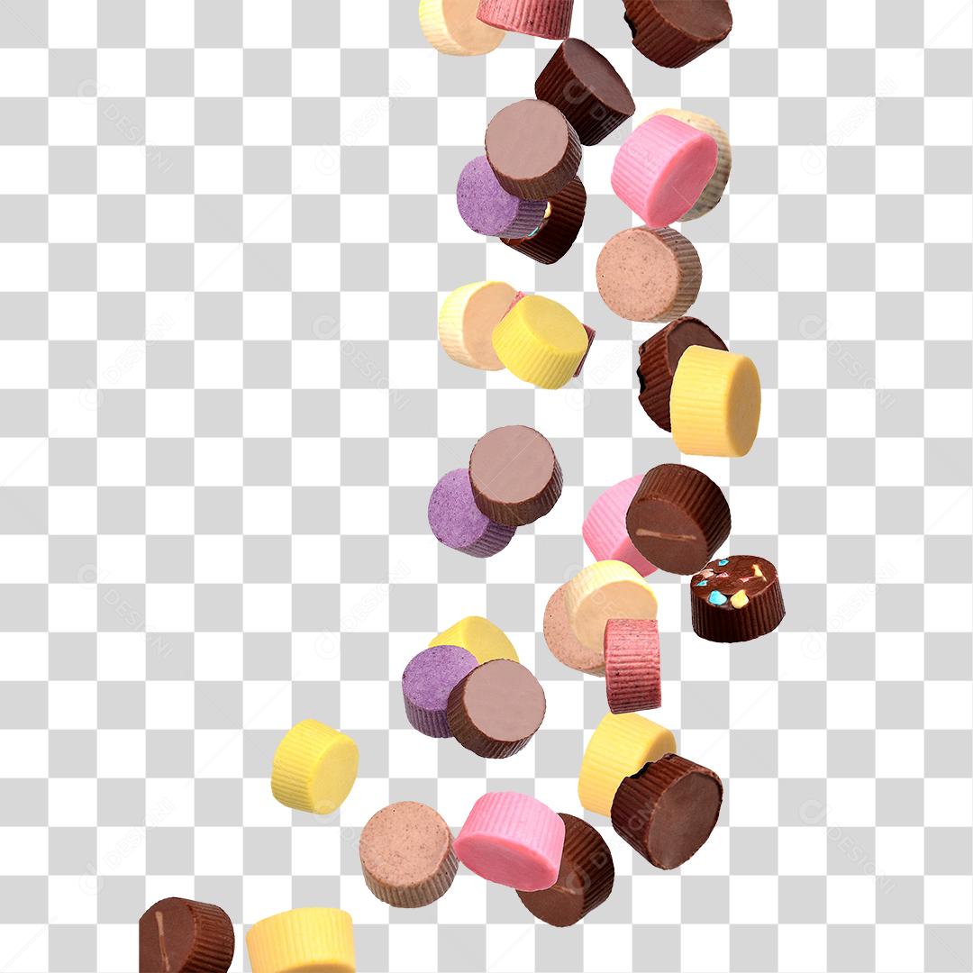 Bombons de chocolate coloridos em PNG Transparente