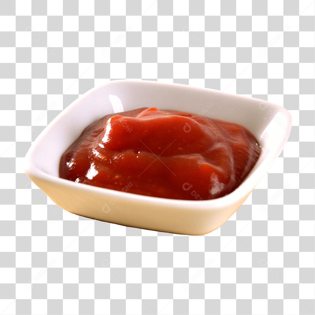 Tigela Branca com Ketchup PNG Transparente