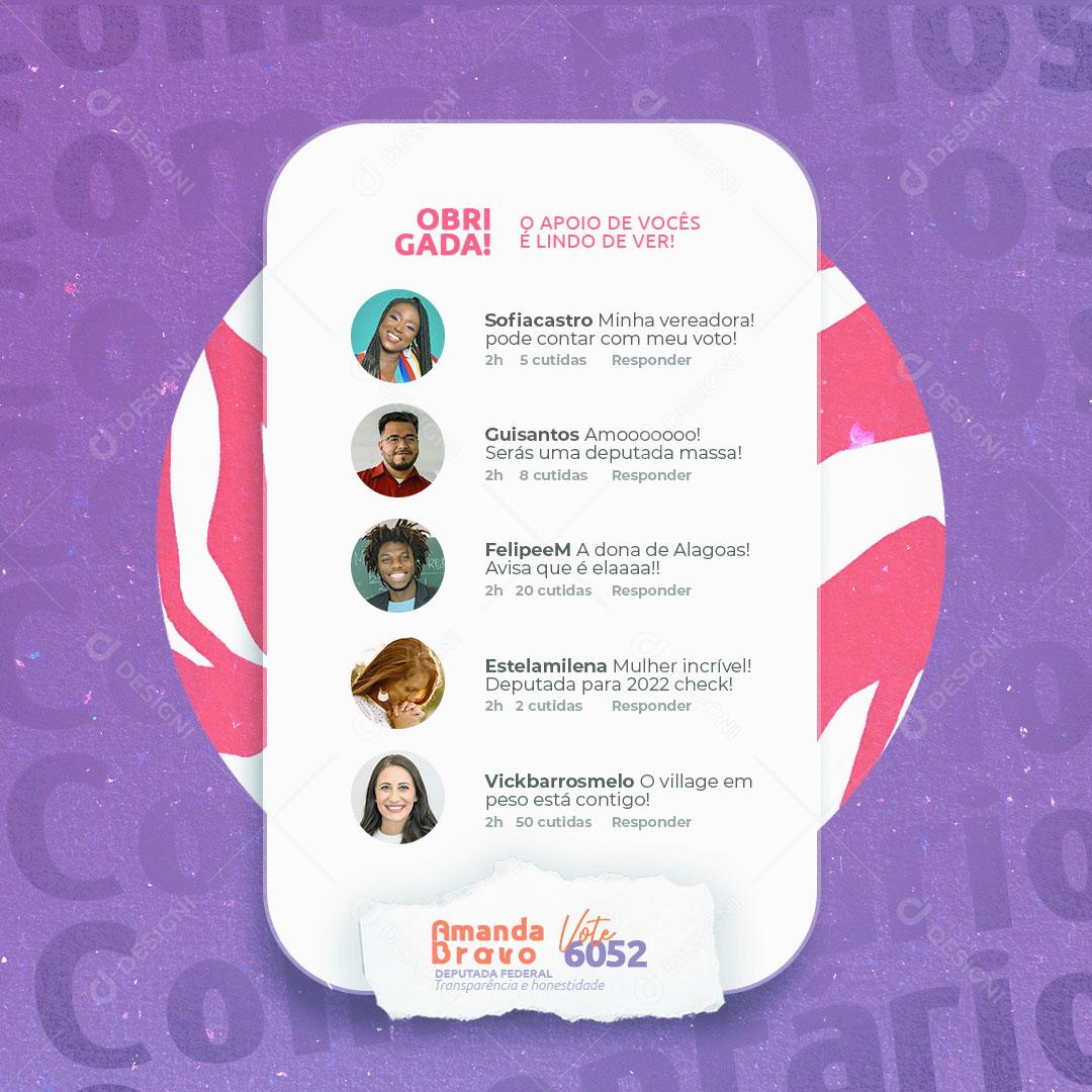 Post Política Lembrete Agradecimento Social Media PSD Editável