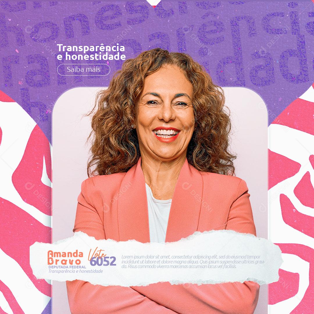 Post Política Transparência e Honestidade Social Media PSD Editável