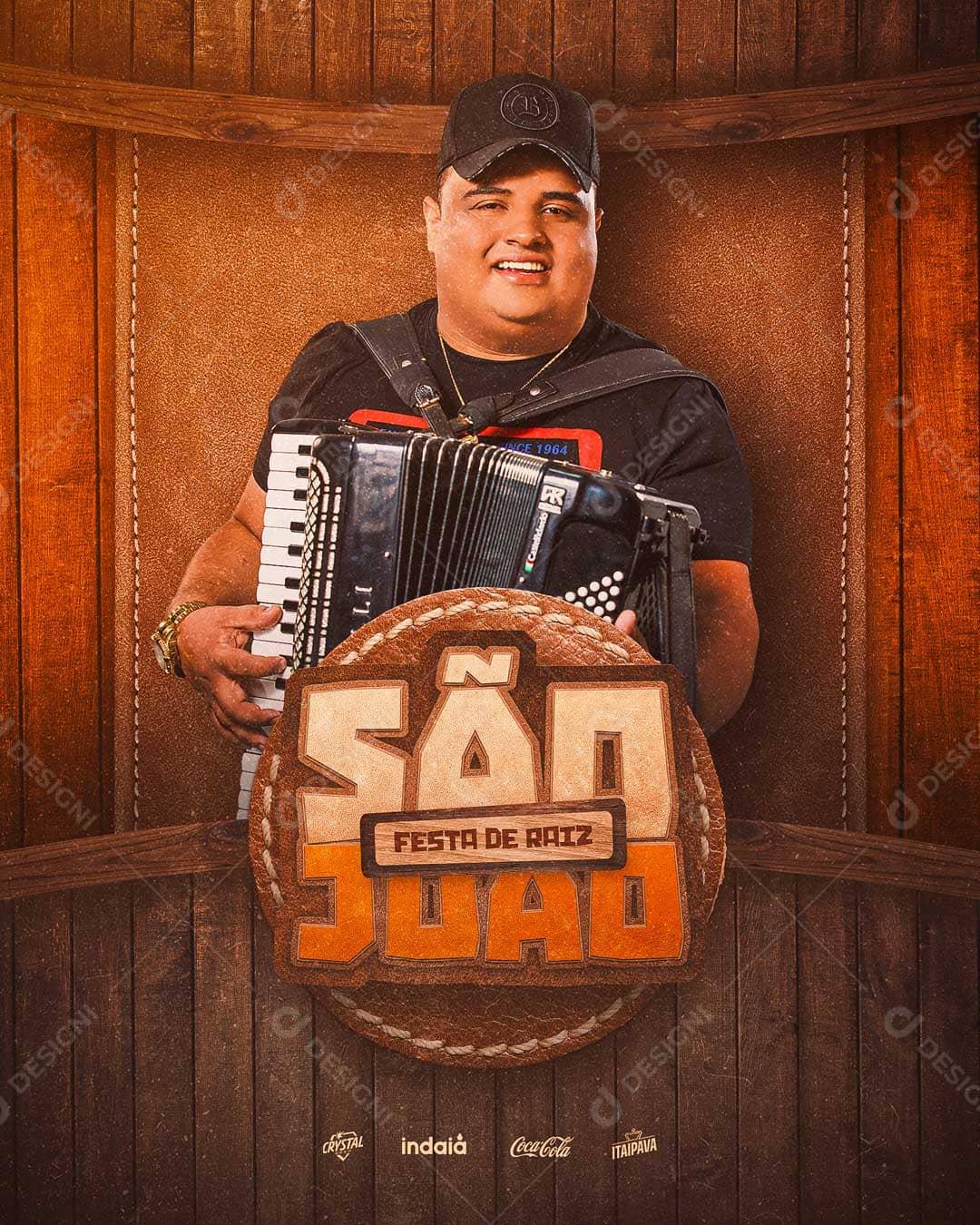 Flyer São João Festa Raiz Show Tarcísio do Acordeon Social Media PSD Editável