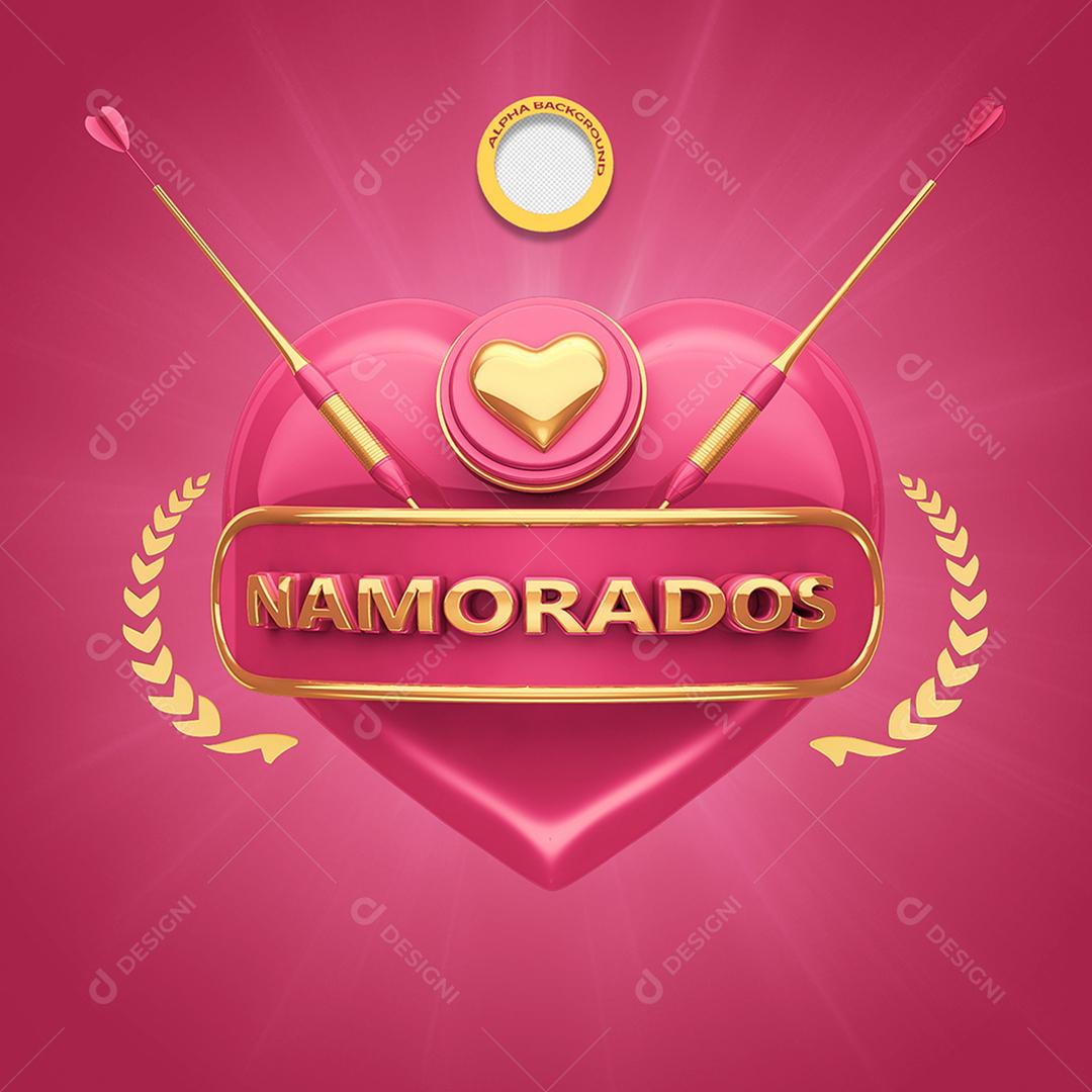 Selo 3D Dia Dos Namorados Rosa Para Composição PSD