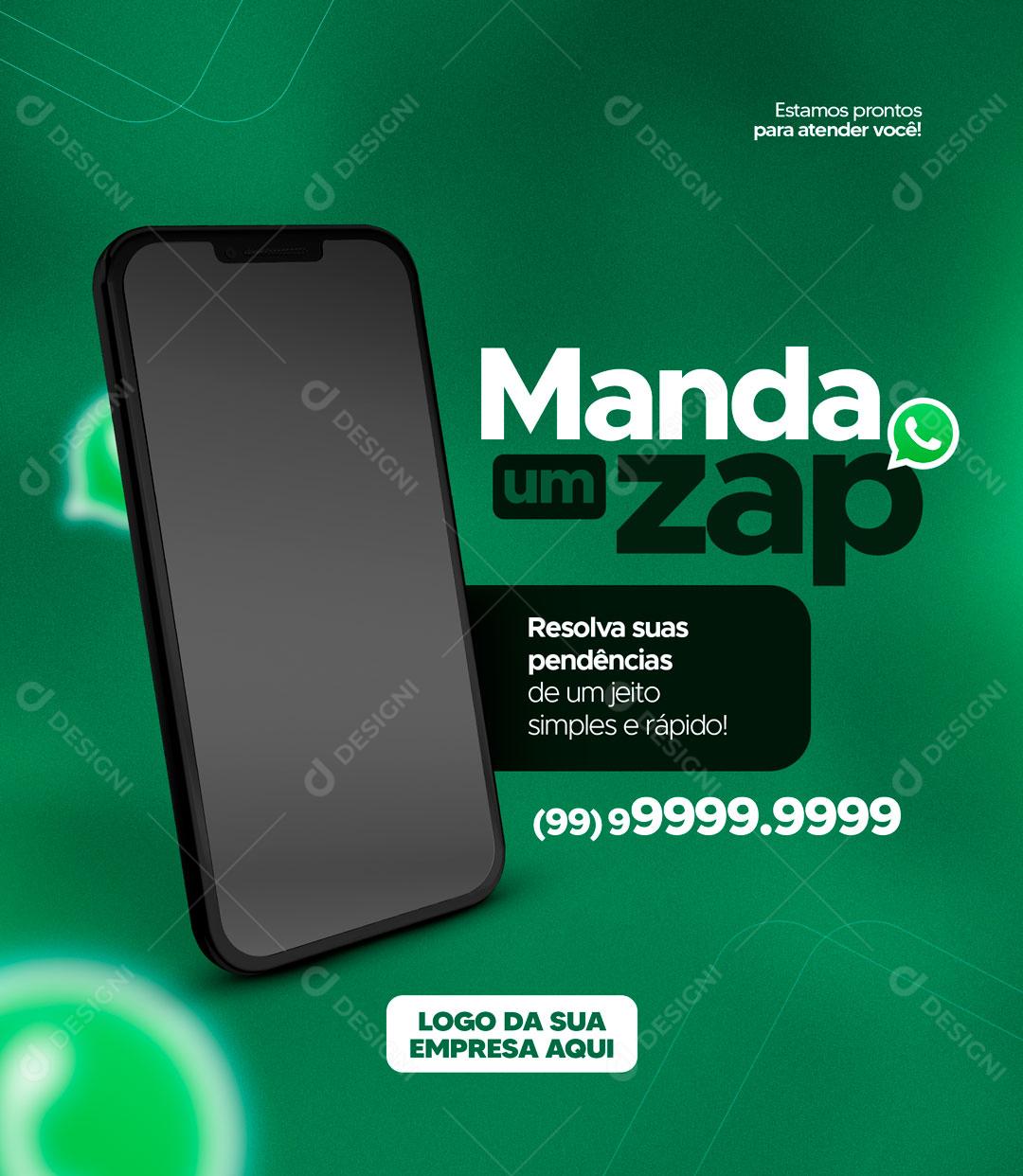 Manda Um Zap Resolvemos Os Seus Problemas Social Media PSD Editável