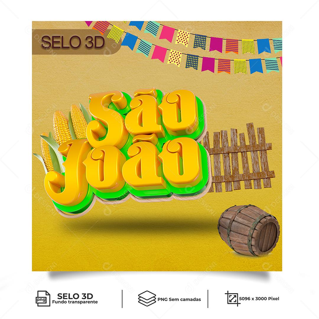 São João Selo 3D Amarelo Para Composição PNG Transparente Sem Fundo