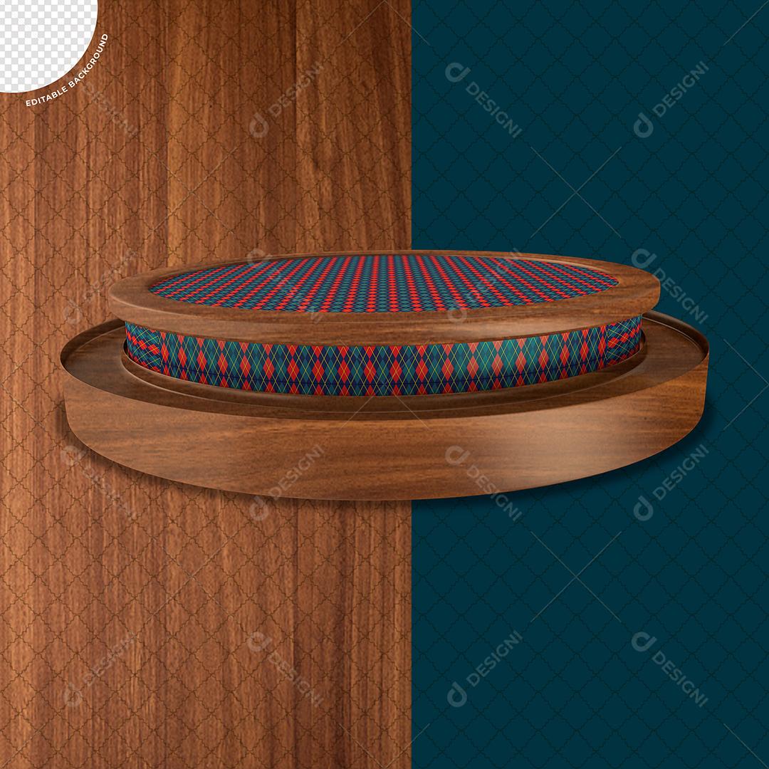 Podium de São João com Textura Xadrez Elemento 3D para Composição PSD
