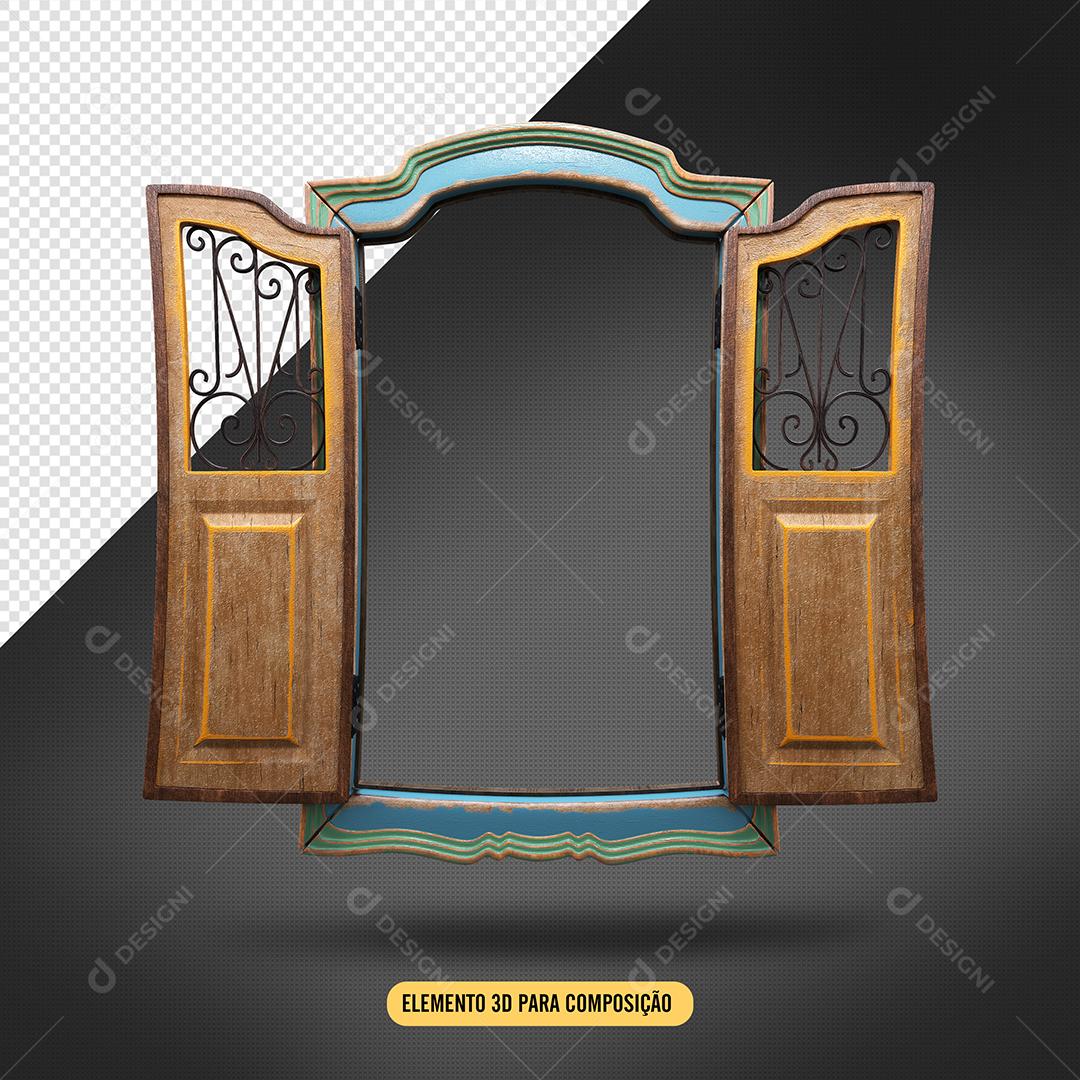 Elemento 3D Porta para Composição PSD