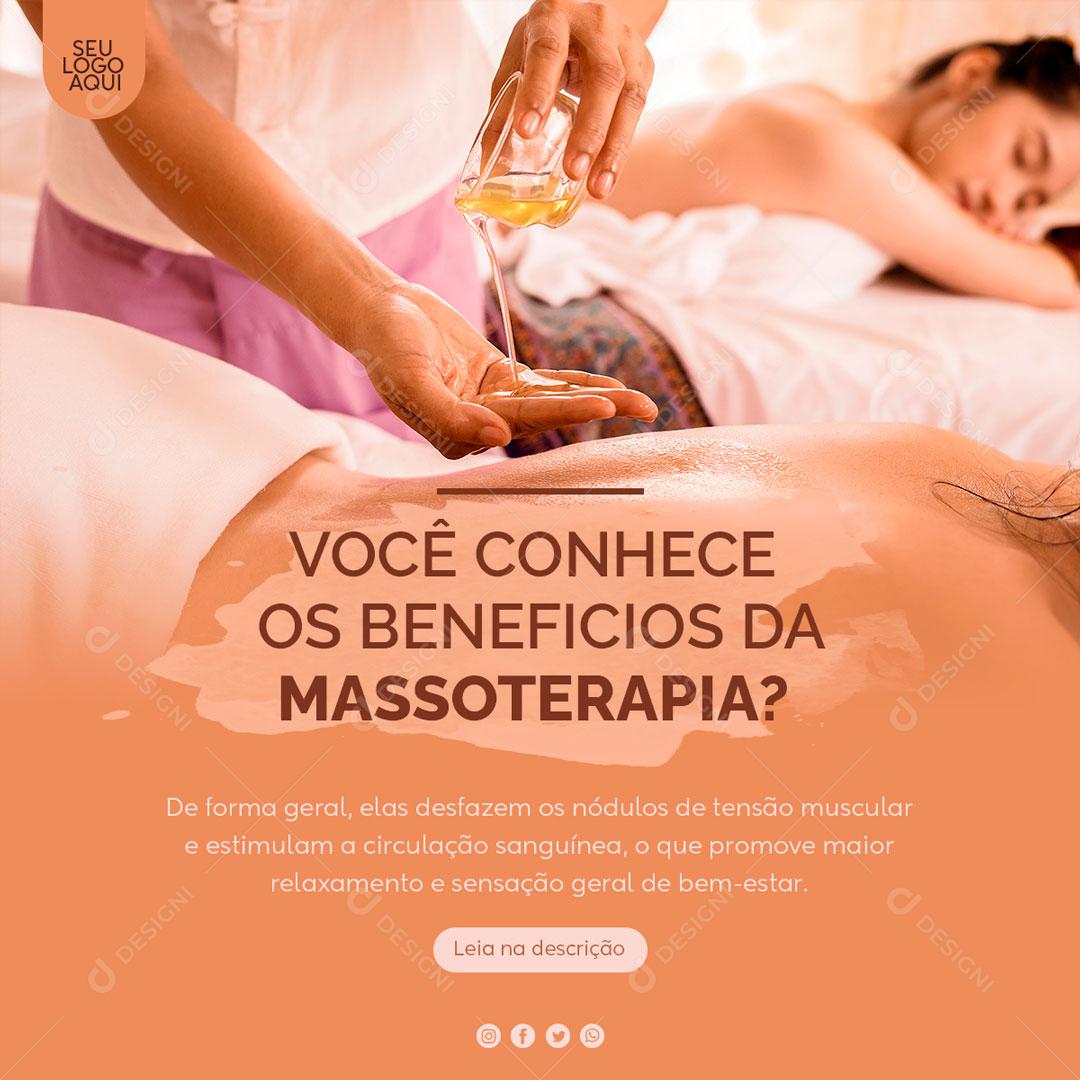 Você Conhece Os Benefícios Da Massoterapia Social Media PSD Editável