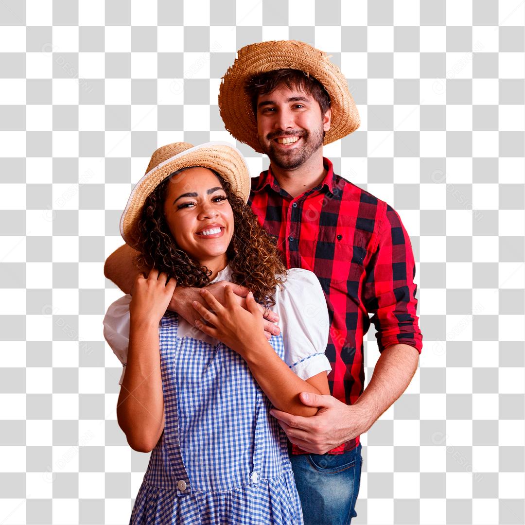 Casal jovem com trajes para festa junina são joão