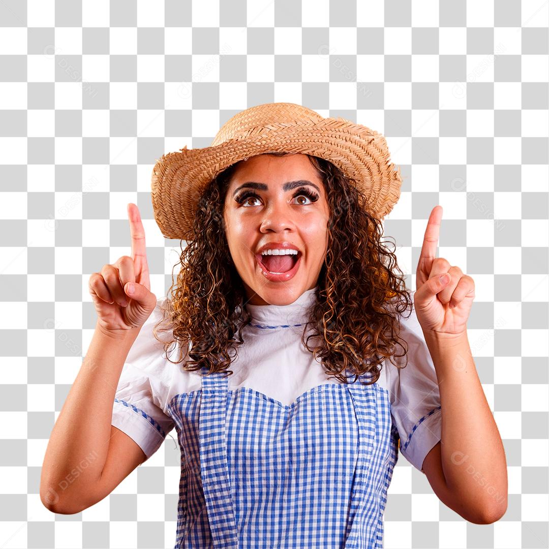 Mulher vestindo roupas para festa junina