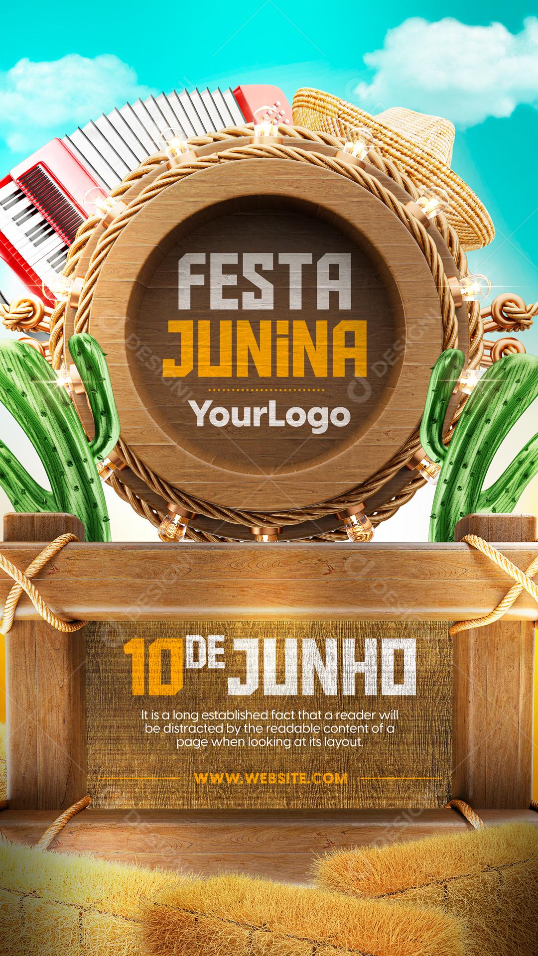 Festa Junina 10 De Junho Venha Comemorar Com Agente Social Media PSD Editável