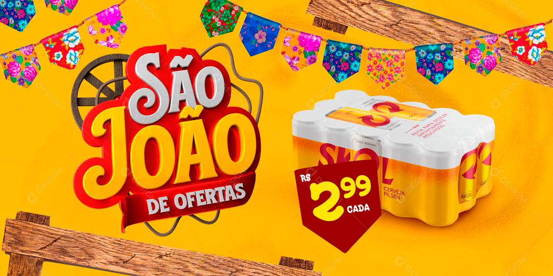 Banner São João De Ofertas Promoção Cervejas Social Media PSD Editável