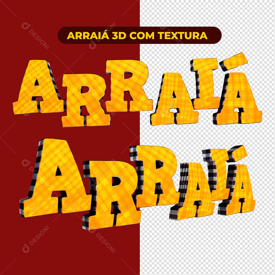 Arraiá Texto 3D Amarelo São João Para Composição PSD
