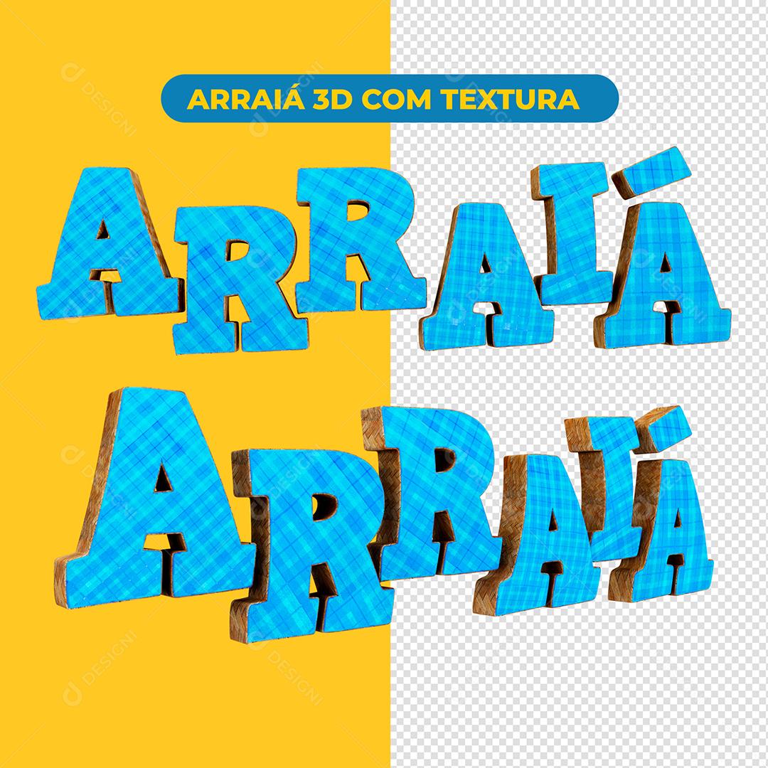 Arraiá Texto 3D Azul Para Composição PSD