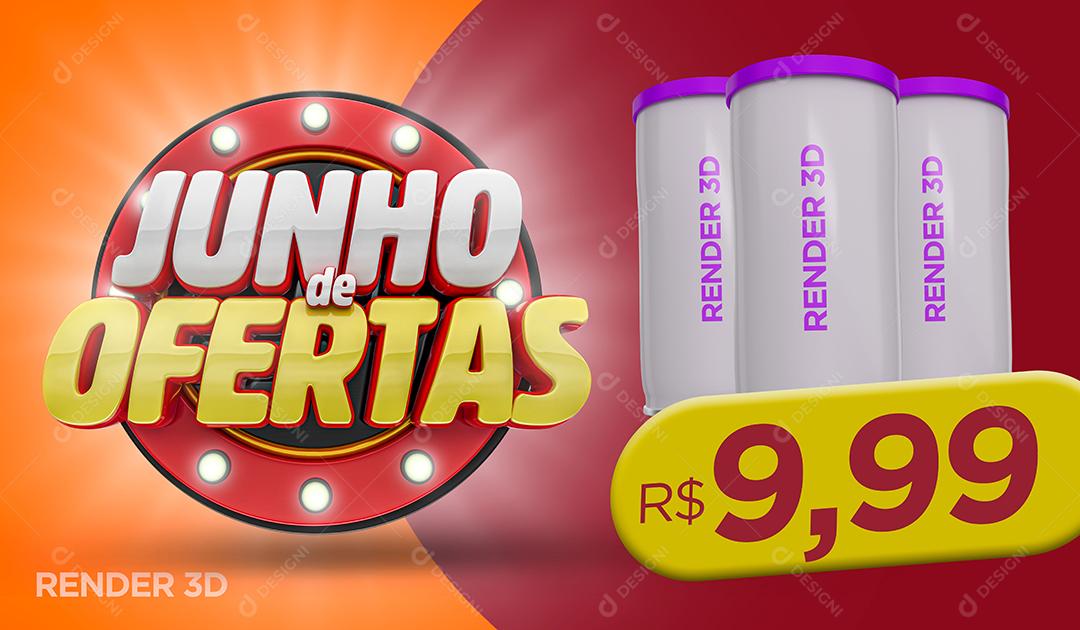 Banner Junho de Ofertas Produtos Social Media  PSD Editável