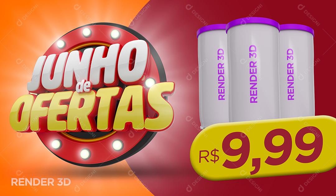 Social Media Banner Junho de Ofertas Produtos PSD Editável