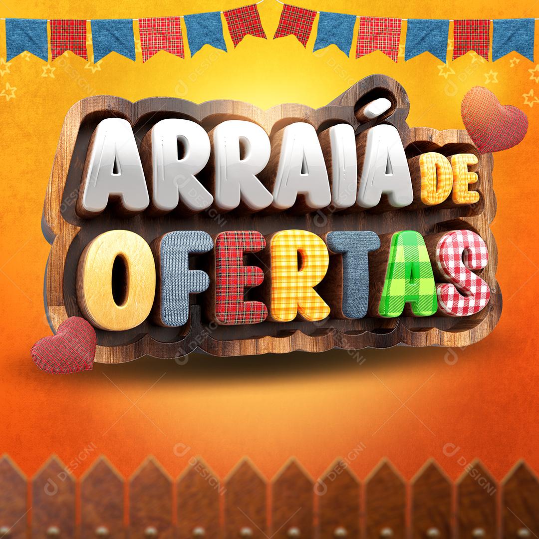 Arraiá de Ofertas Selo 3D Para Composição PSD