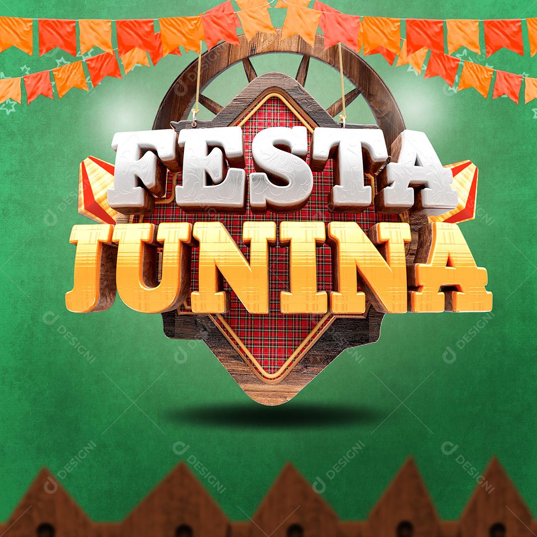 Festas Junina Selo 3D Para Composição PSD