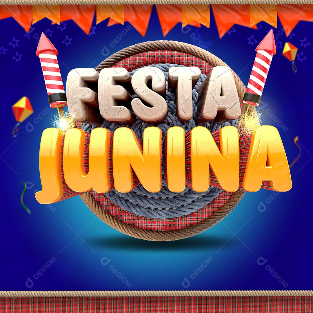 Selo 3D Festa Junina Para composição PSD