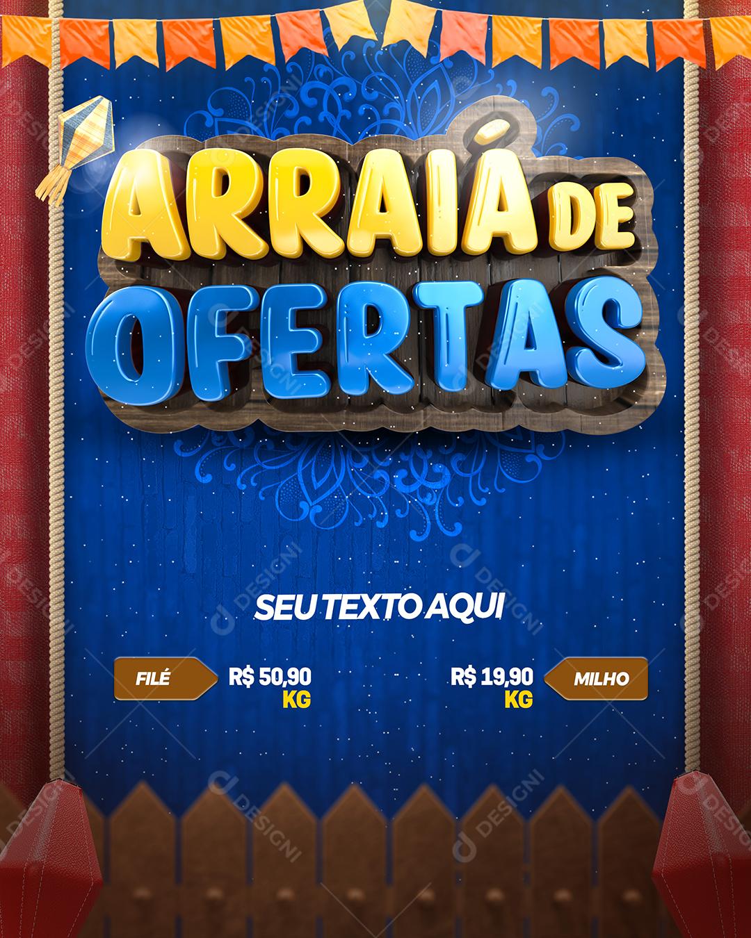 Arraiá de Ofertas Filé Açougue Social Media PSD Editável