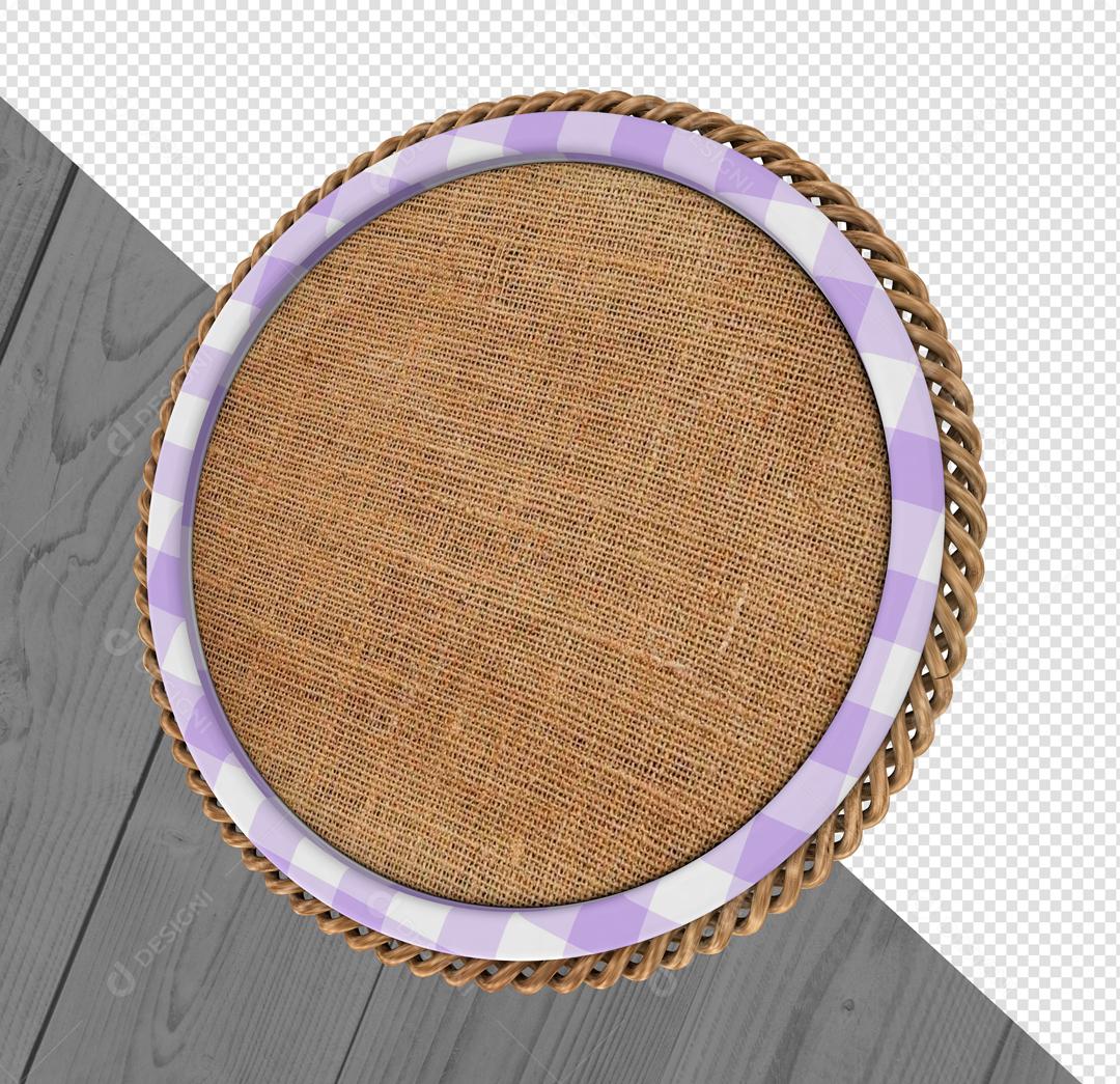 São João Elemento 3D com Textura Xadrez Roxo para Composição PSD