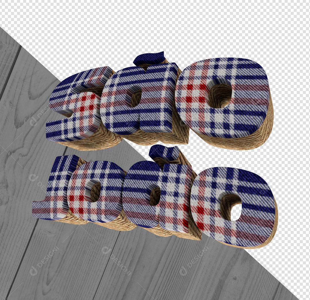 São João Texto 3D Xadrez Para Composição PSD