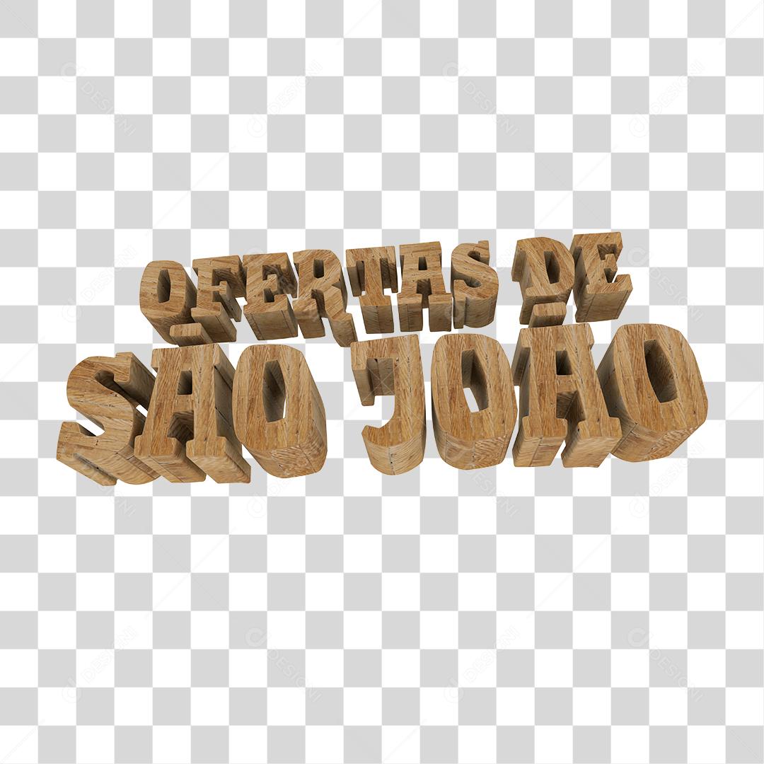 Oferta de São João Texto 3D Para Composição PNG Transparente