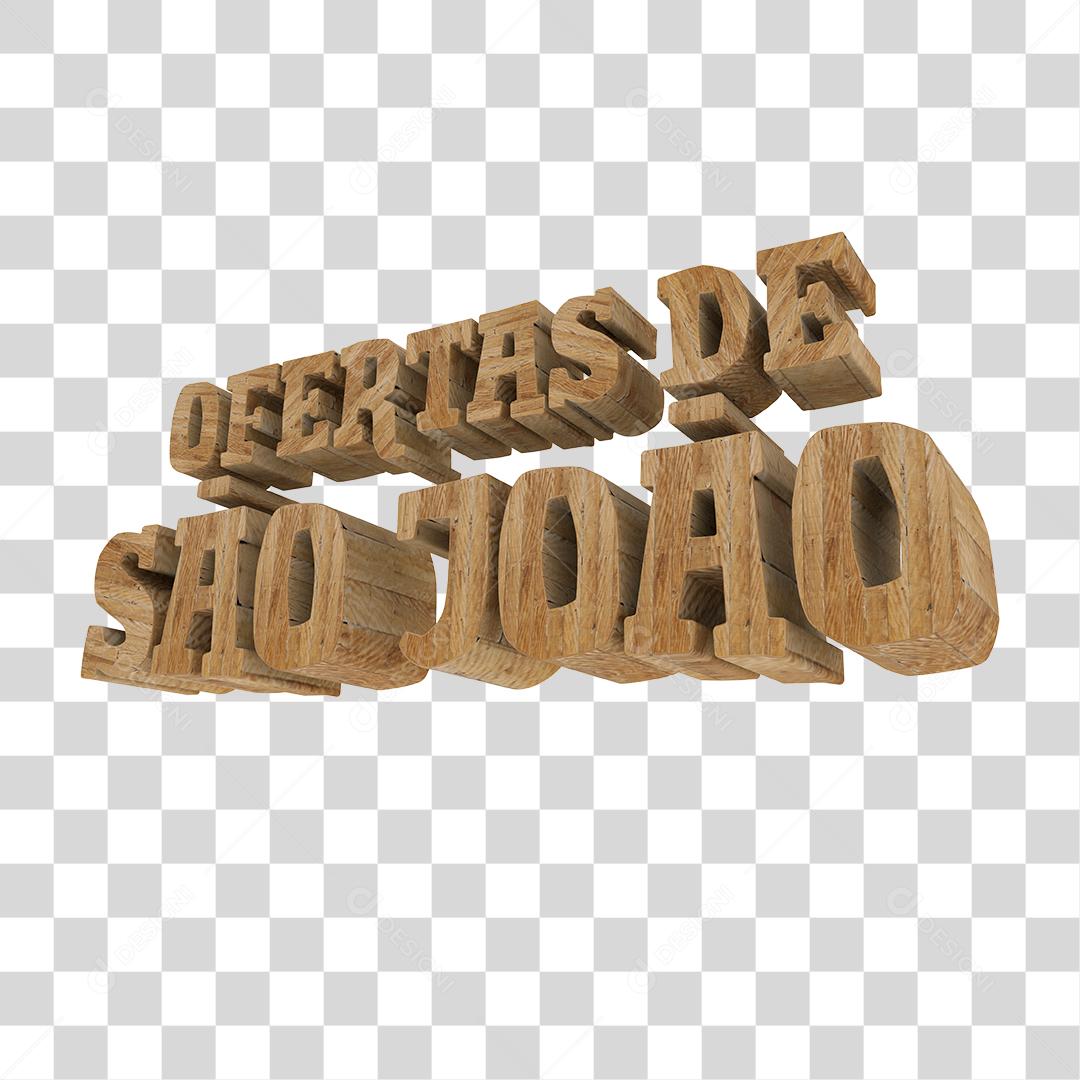 Oferta de São João Texto 3D Para Composição PNG Transparente