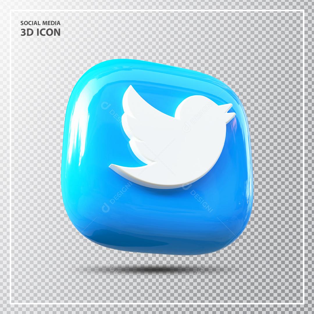 Twitter Elemento 3D Para Composição PSD