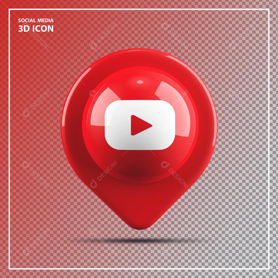 Ícone 3D de Localização do Youtube  para Composição PSD