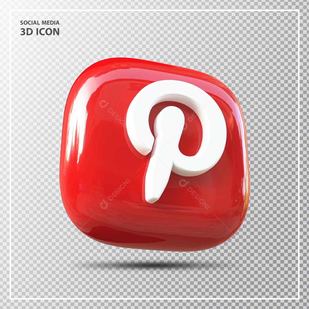 Elemento 3D Pinterest Para Composição PSD