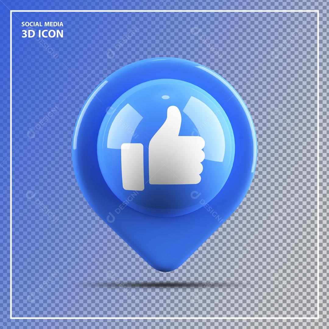 Ícone 3D de Localização de Like para Composição PSD