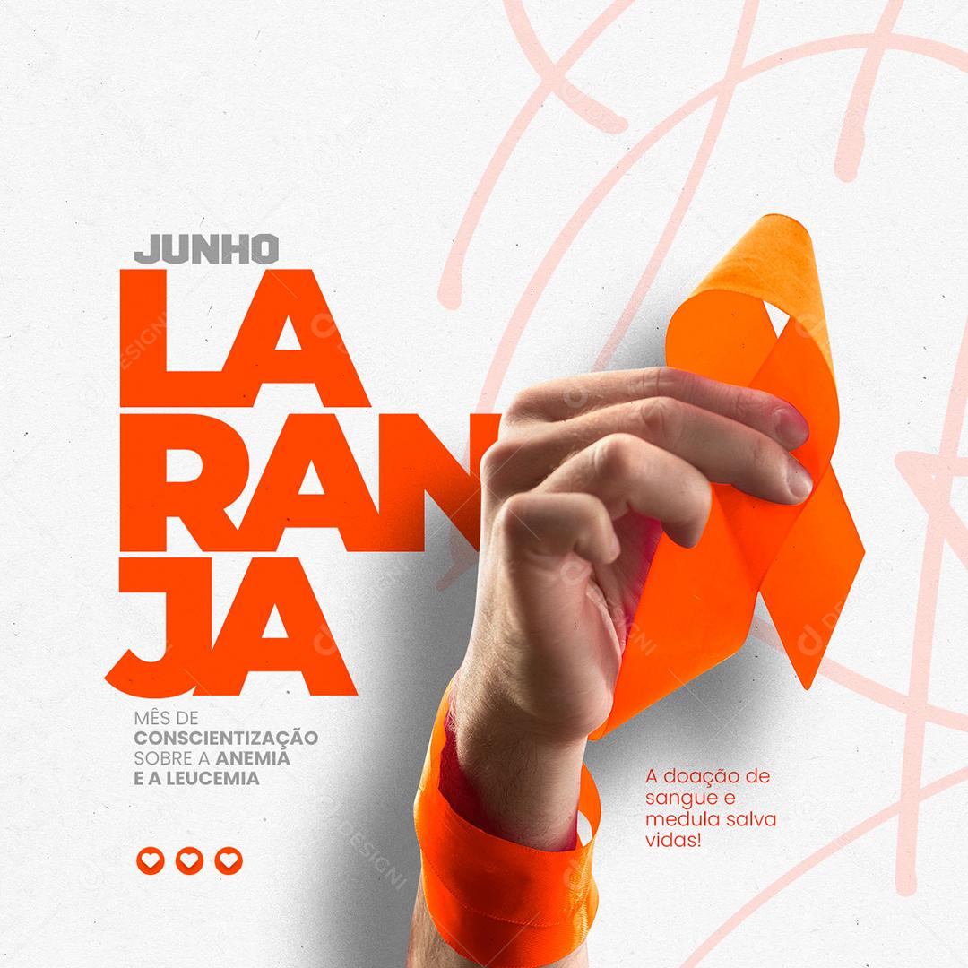 Social Media A Doação de Sangue e Medula Salva Vidas Junho Laranja PSD Editável