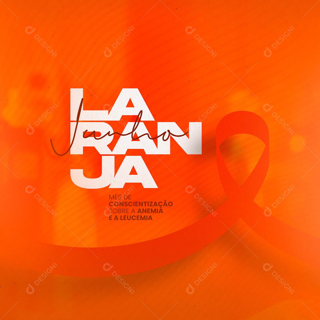 Mês de Conscientização sobre a Anemia e a Leucemia Junho Laranja Social Media PSD Editável