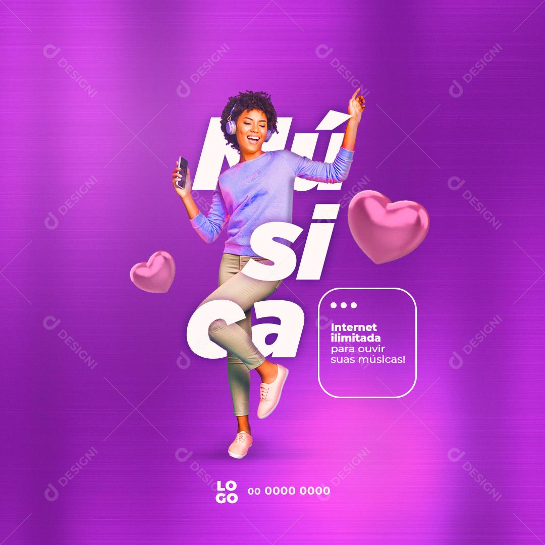 Provedor de Internet A Melhor Navegue a Vontade Internet Ilimitada Social Media PSD Editável