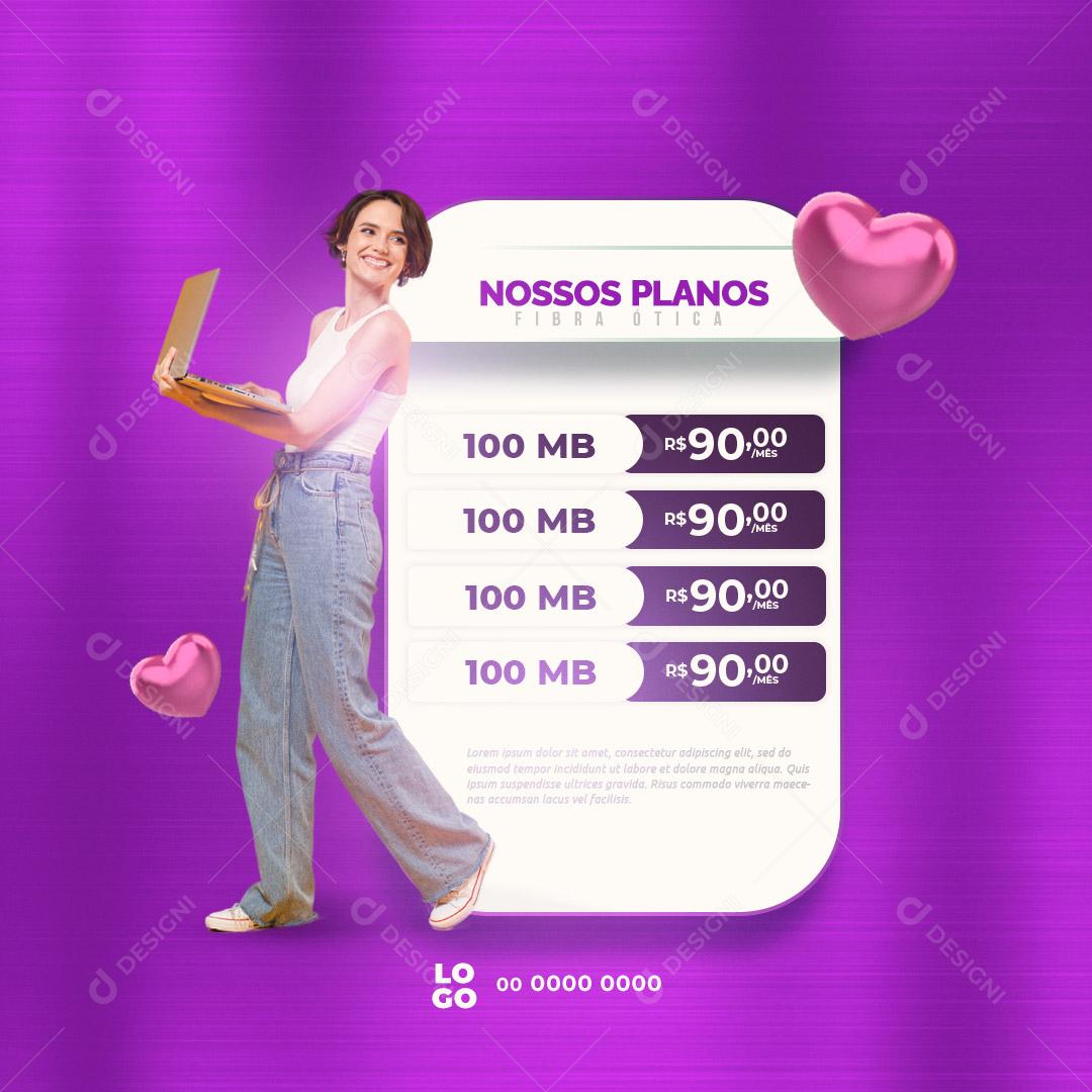 Social Media Provedor de Internet Conheça Nosso Planos Social Media PSD Editável