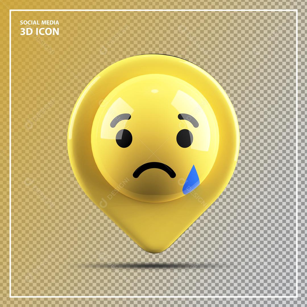 Ícone 3D de Localização de Emoji Triste para Composição PSD