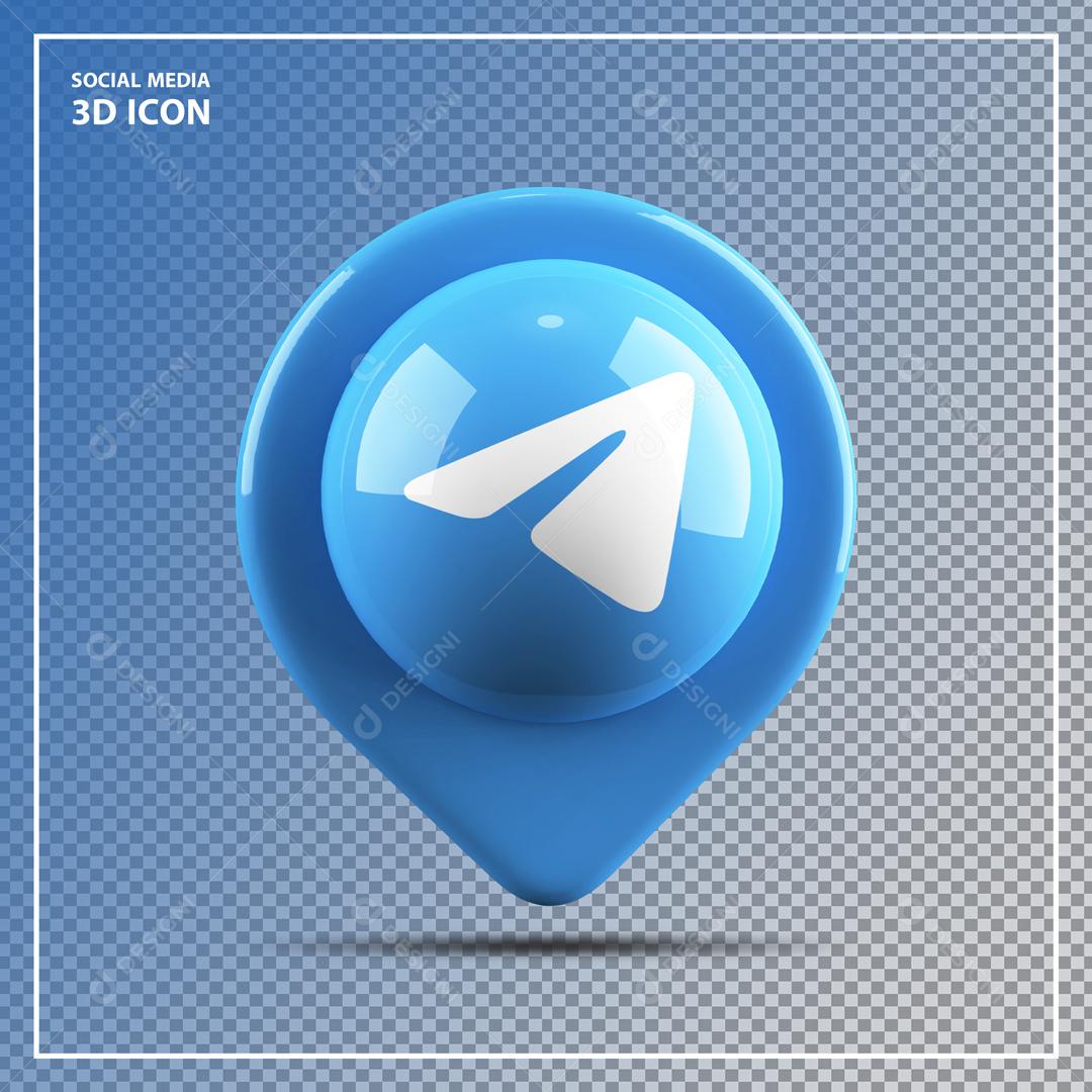 Ícone 3D de Localização do Telegram para Composição PSD