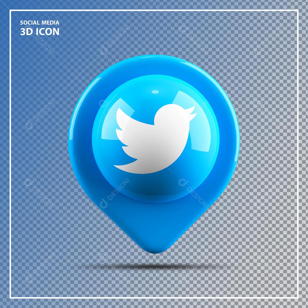 Ícone 3D de Localização do Twitter para Composição PSD