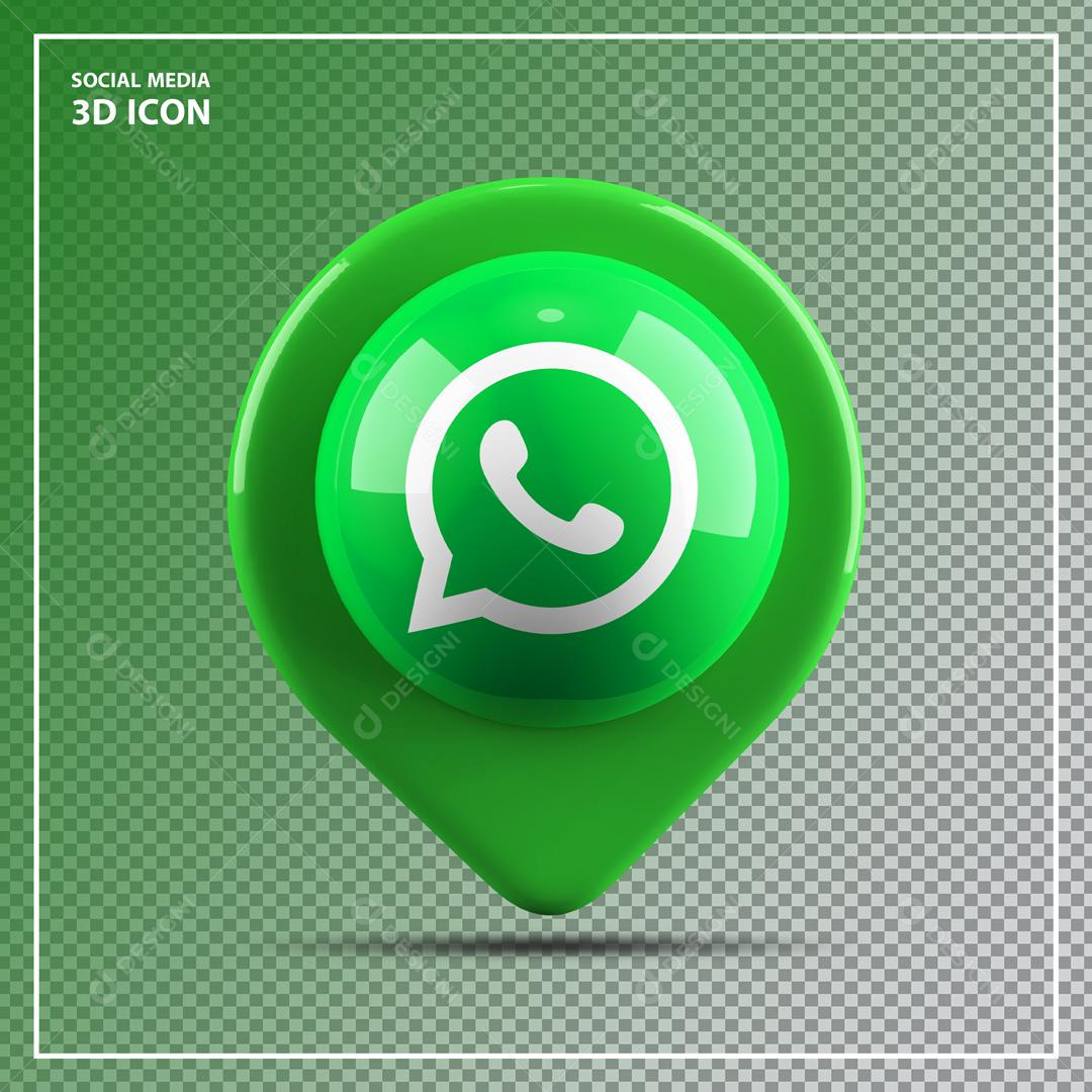 Ícone 3D de Localização do Whatsapp para Composição PSD