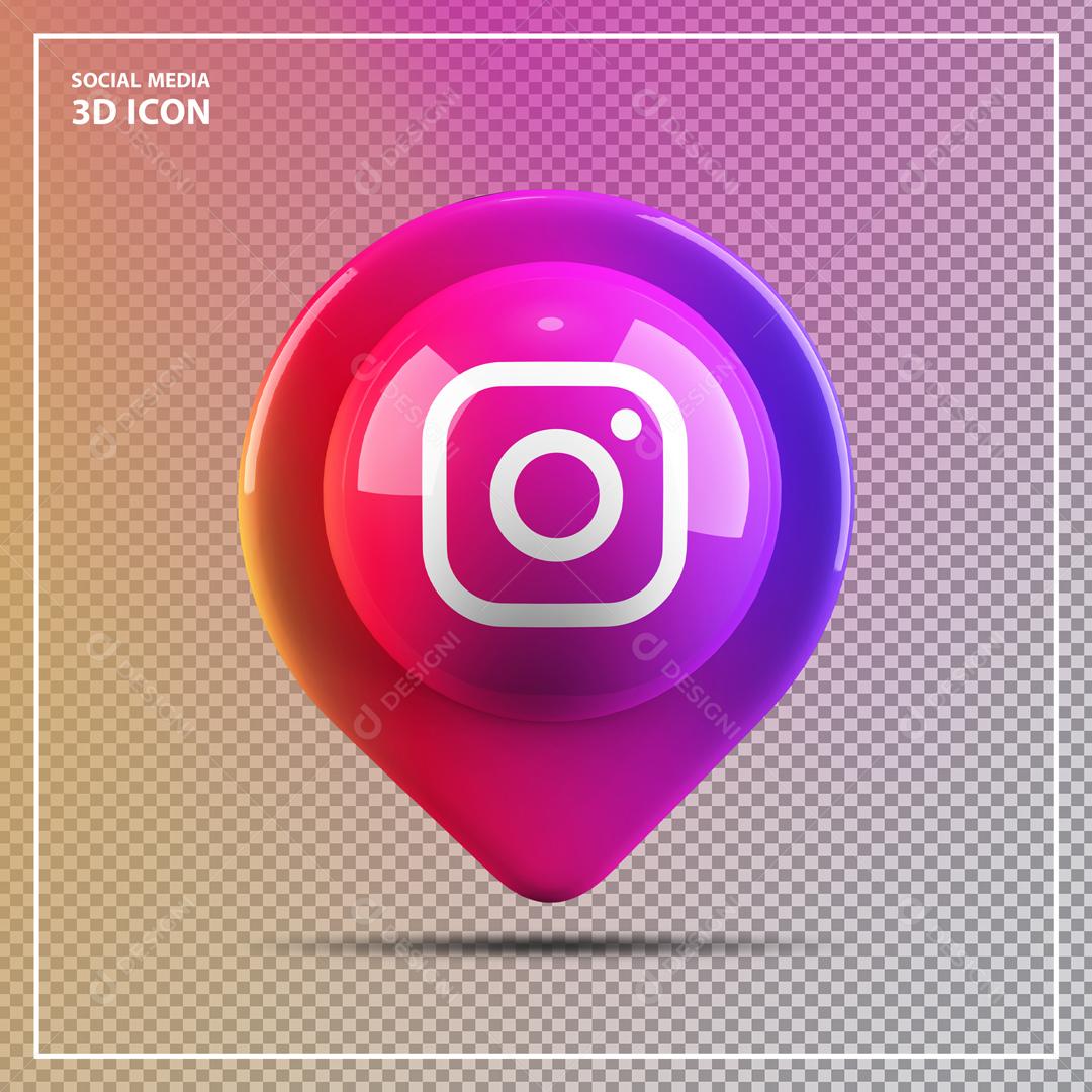 Ícone 3D de Localização do Instagram para Composição PSD