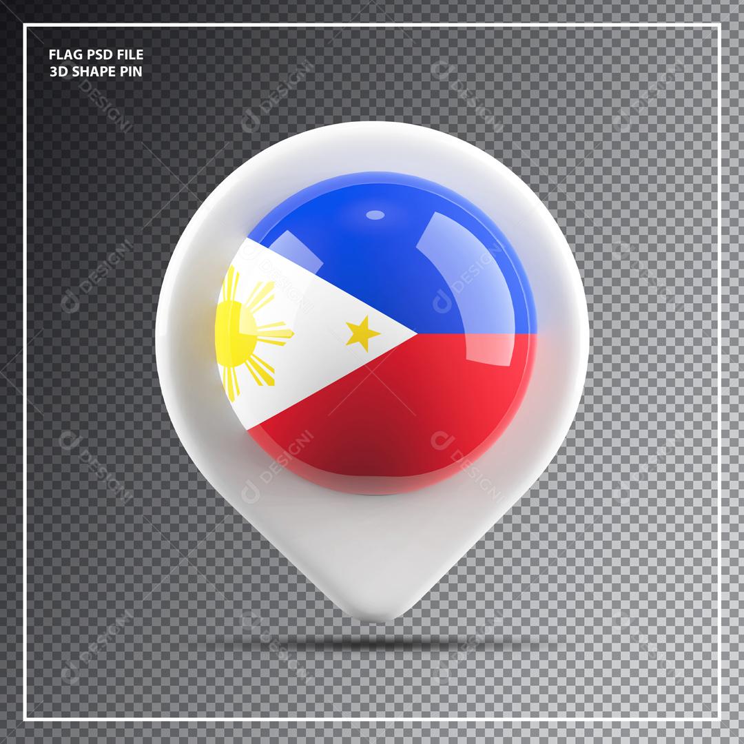 Ícone 3D de Localização das Filipinas para Composição PSD