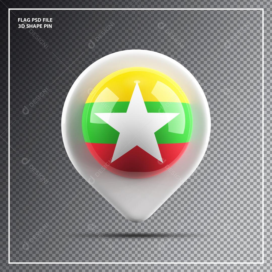 Ícone 3D de Localização de Mianmar para Composição PSD