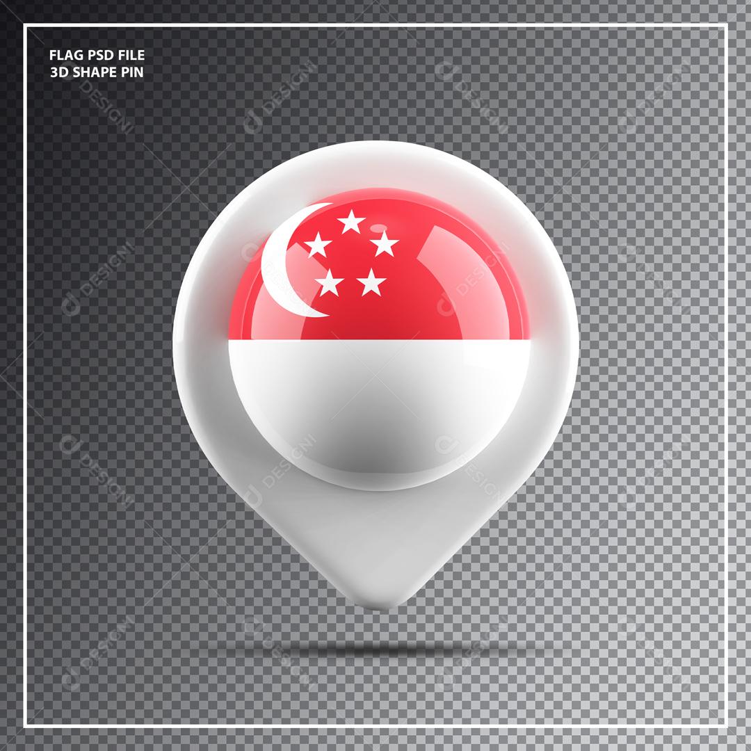 Ícone 3D de Localização de Singapura para Composição PSD