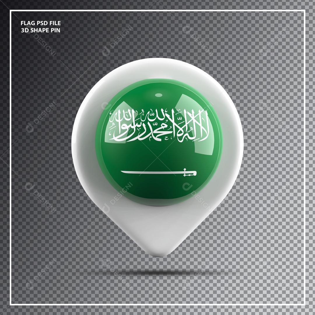 Ícone 3D de Localização da Arábia Saudita para Composição PSD