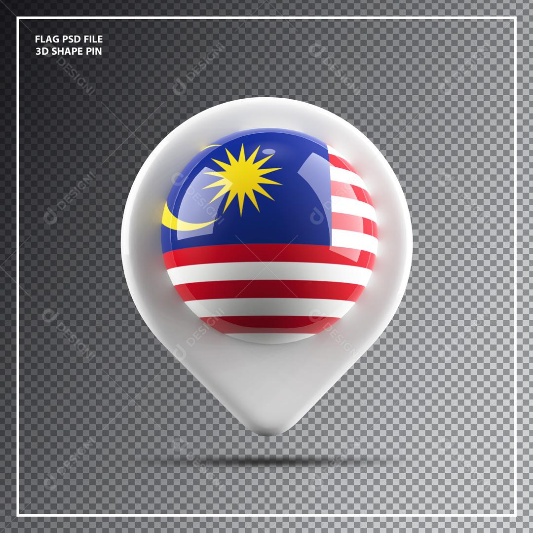 Ícone 3D de Localização da Malásia para Composição PSD